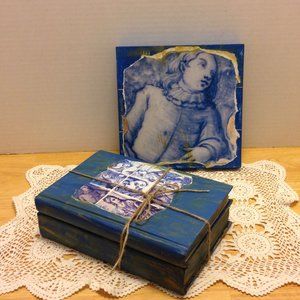 Hanpainted Farmhouse blue/renaissance art decor bundle